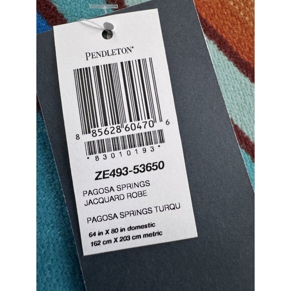 NWT Pendleton Beaver State Pagosa Springs Jacquard Robe Blanket Turquoise Box - Picture 10 of 12